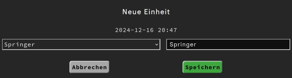 Neue Einheit anlegen