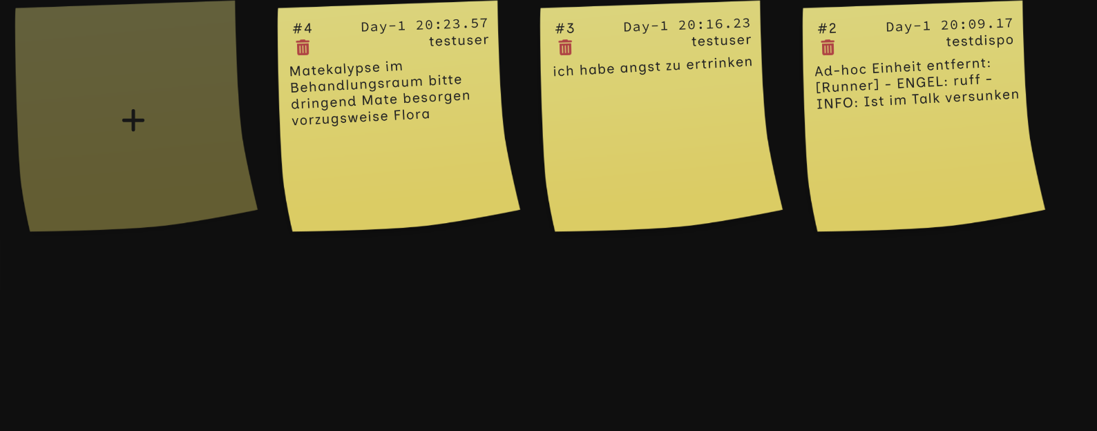Ansicht der Notizen